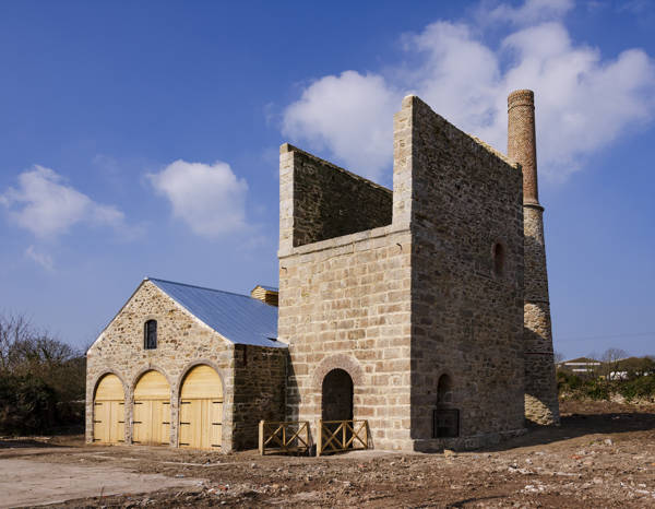 The Wheal Busy pumping engine and boiler houses after conservation